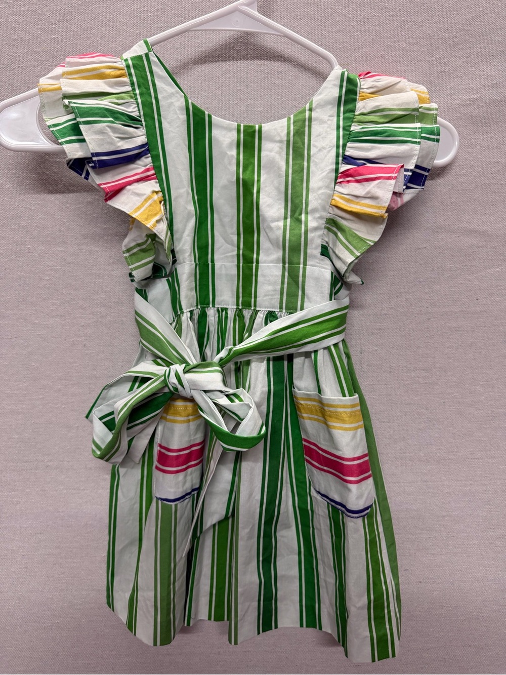 Cara Cara Girls' Stripe Ruffle Dress with Waist Tie - size 2T